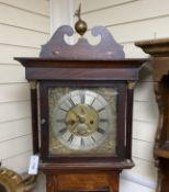 An early 19th century banded oak eight day longcase clock, marked Clark, Morpeth, height 214cm