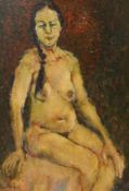 After Chaim Soutine (1893-1943), oil on board, Study of a nude woman, 54 x 39cm