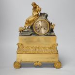 A 19th century French ormolu figural mantel clock, 37cm