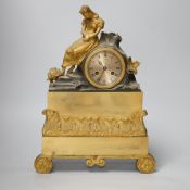 A 19th century French ormolu figural mantel clock, 37cm