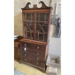 A George III banded mahogany secretaire bookcase, length 104cm, depth 56cm, height 230cm