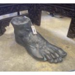 After the Antique - a painted cast stone classical foot, length 49cm