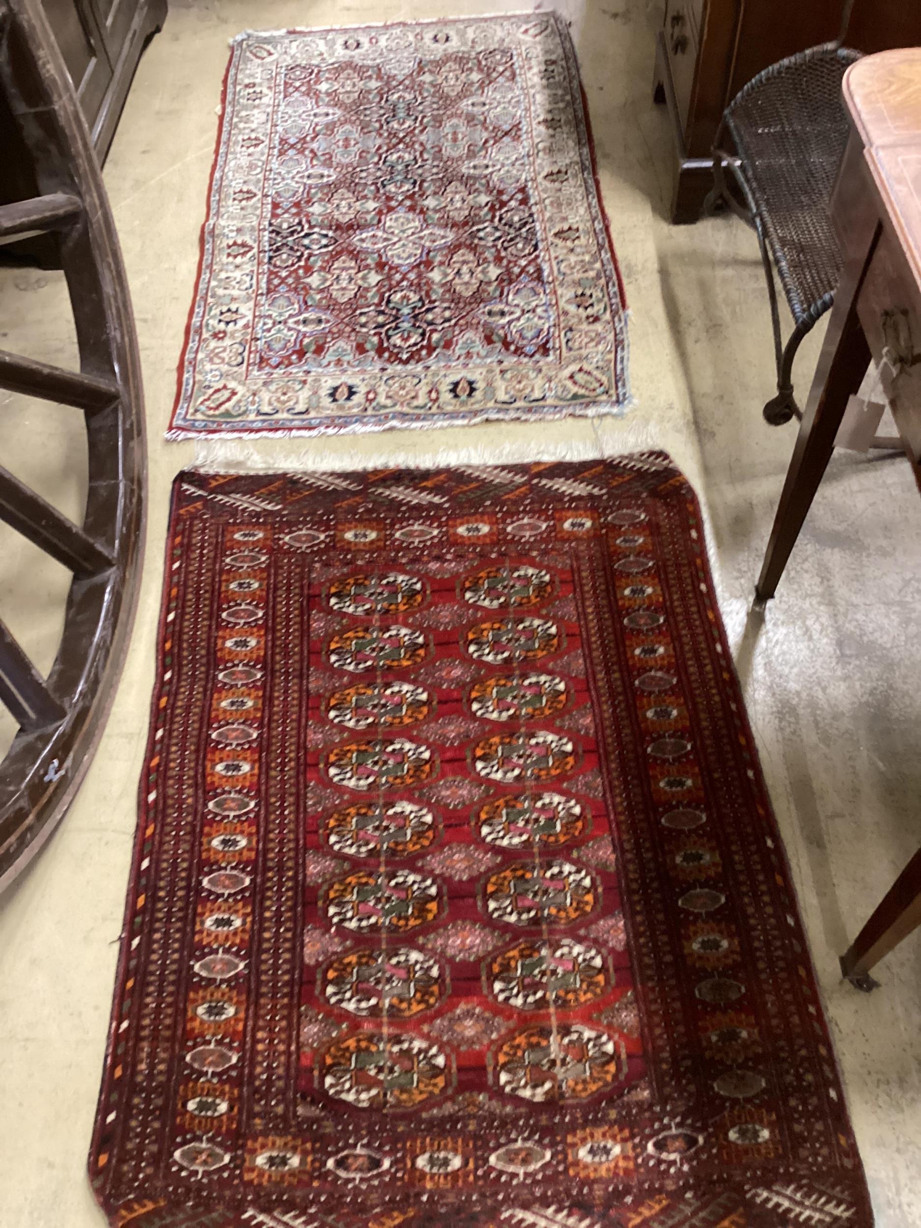 A North West Persian rug and a Bokhara rug, larger 114 x 84cm - Image 3 of 8