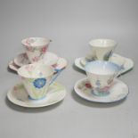 Two Shelley trios and two cups and saucers