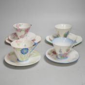 Two Shelley trios and two cups and saucers