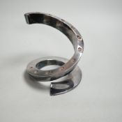 A contemporary Danish style coiled candlestick in chrome finish, stamped Dansk Designs France BV,