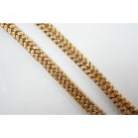 A late Victorian 9ct gold fancy link guard chain, overall 80cm, 25 grams