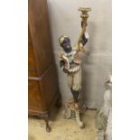 An Italian style carved wood and composition Blackamoor torchere, height 142cm