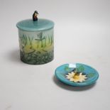 A Sally Tuffin for Dennis China Works 2003 ‘kingfisher’ lidded jar and similar 2006 pin dish,