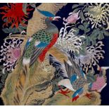 A Chinese hundred bird painted scroll, 239cm high