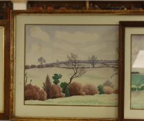 Fergus Graham (1900-1968), set of four watercolours, Hillside landscapes and lake, monogrammed, each