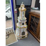 A large German faience 'Kachelofen' oven / room heater, sectional height 185cm