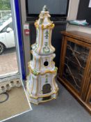A large German faience 'Kachelofen' oven / room heater, sectional height 185cm