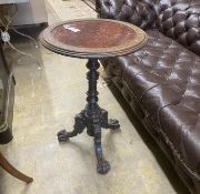 A 19th century French circular marble topped tripod wine table, diameter 50cm, height 77cm