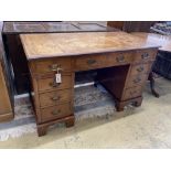 An early 20th century mahogany pedestal desk, length 122cm, depth 60cm, height 75cm