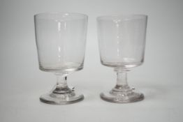 Two early 19th century English lead crystal rummers, in the form of square bucket shapes, with