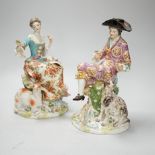 A pair of Chelsea Derby figures, seated male and female, 27.5cm