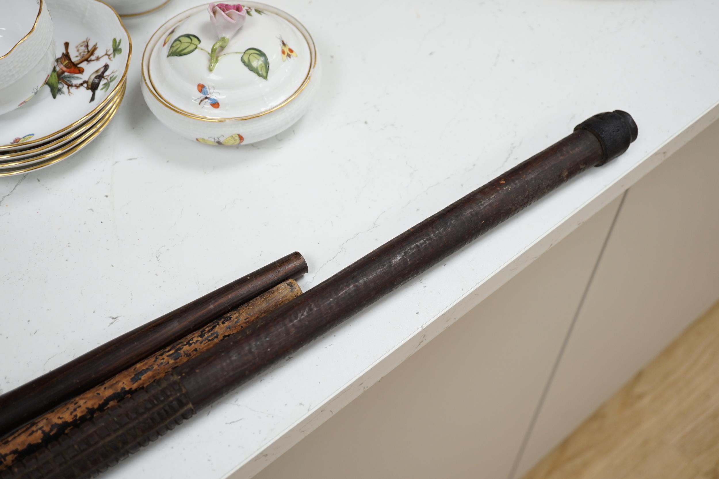 A silver topped walking cane and two African carved wood canes - Image 6 of 6