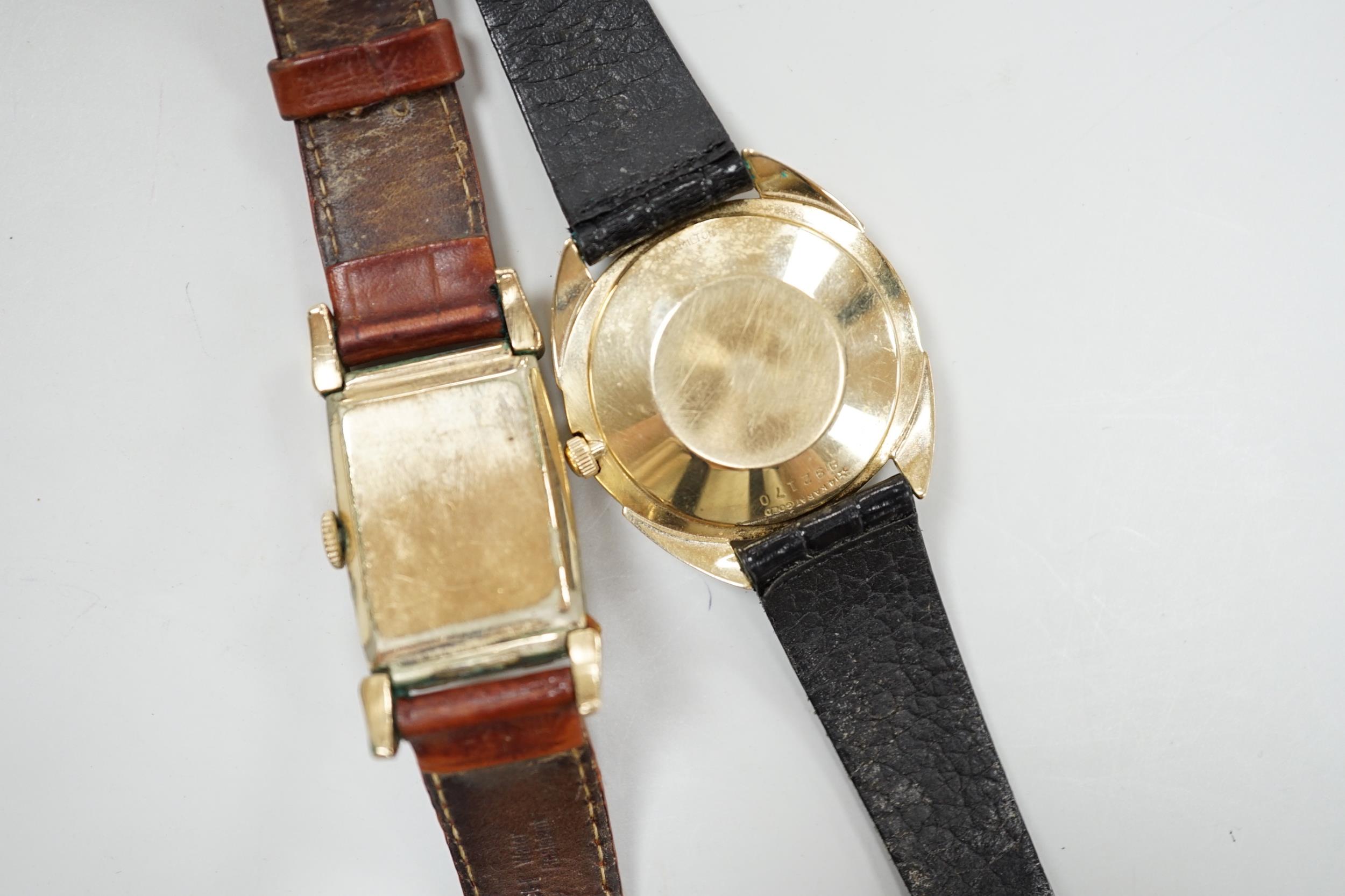 A gentleman's 14K gold Hamilton self winding wrist watch and a gold plated Witnauer wrist watch - Image 2 of 5