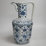 A large Chinese blue and white ewer, 36cm