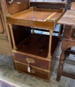 A reproduction brass mounted yew bedside chest, width 41cm, depth 48cm, height 69cm