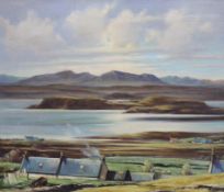 20th century, oil on canvas, Irish landscape, indistinctly signed, 75 x 62cm