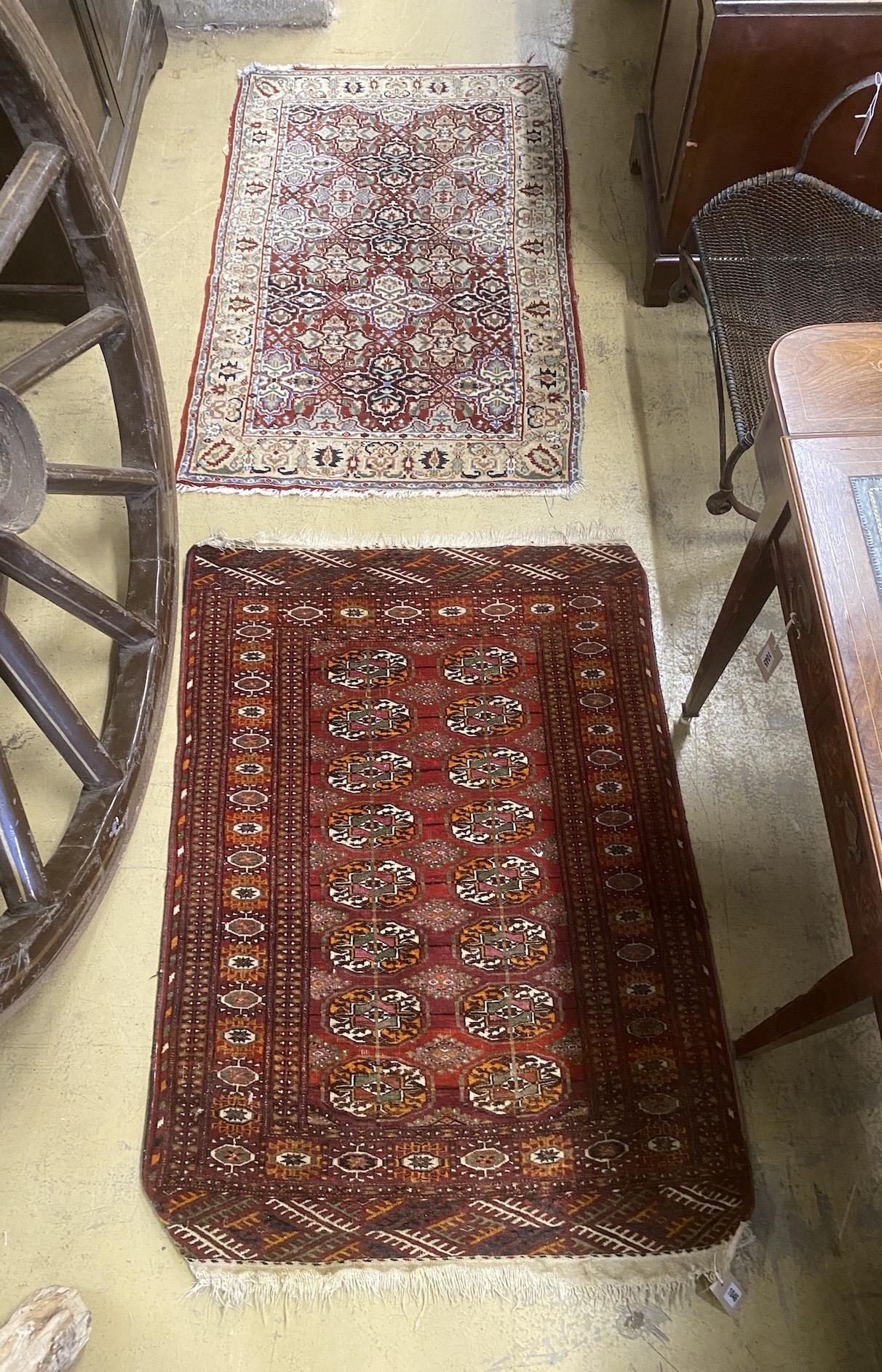 A North West Persian rug and a Bokhara rug, larger 114 x 84cm - Image 8 of 8