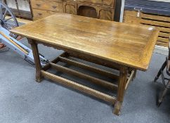 A late Victorian aesthetic movement rectangular oak serving table, length 152cm, depth 91cm,