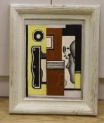 After Fernand Leger (1881-1955) oil on board, Surreal composition, geometric shapes and figure, 39 x