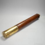 A Victorian two-draw brass telescope with leather cover to body by Mason of Dublin, 53cm when