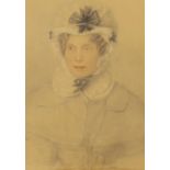 Attributed to George Richmond RA (1809-1896), pencil and watercolour on paper, Portrait of a lady in