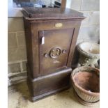 A 19th century French cast iron safe (no key), width 61cm, depth 36cm, height 120cm