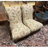 A pair of Victorian scroll frame nursing chairs, width 50cm, depth 65cm, height 79cm