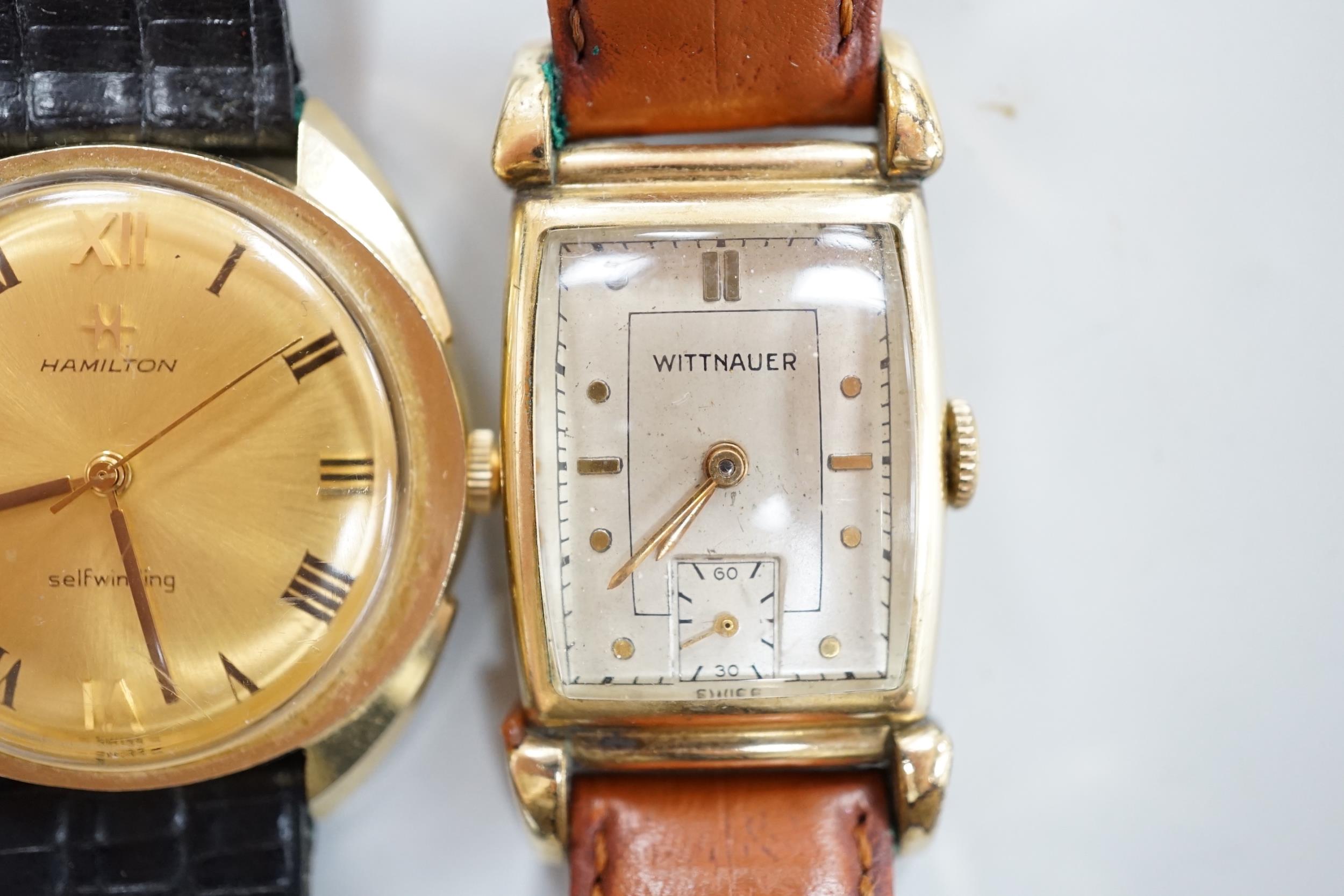 A gentleman's 14K gold Hamilton self winding wrist watch and a gold plated Witnauer wrist watch - Image 5 of 5