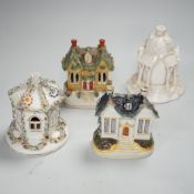 Thirteen Staffordshire 'cottage’ pastille burners or models