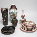 A group of various Japanese ceramics to include kutani