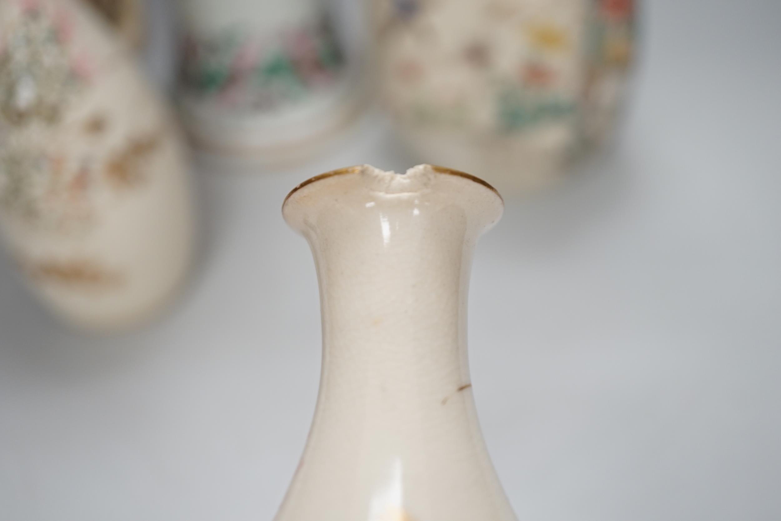 A group of Japanese vases and a Satsuma saucer, 30cm high - Image 5 of 7