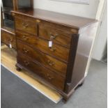 A George III inlaid mahogany chest, width 116cm, depth 54cm, height 111cm