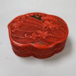 A Chinese cinnabar lacquer box and cover, decorated with bitter melons, 12cm high Provenance - the