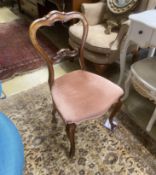 A harlequin set of six (4 plus 2) Victorian walnut dining chairs