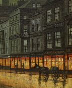 After John Atkinson Grimshaw (1836–1893), oil on board, Liverpool street with horse and cart, 29 x