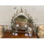 A gilt painted wrought iron triple dressing table mirror, height 88cm