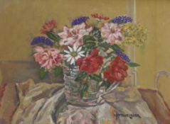 Montague Leder (1900-1972), oil on canvas, Still life of flowers in a vase, signed, 58 x 43cm