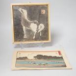Two Japanese woodblock prints after Hiroshige and one other