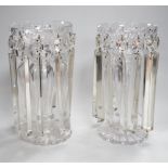 A pair of Victorian cut glass table lustres, 25.5cm high