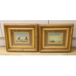 Sergeant J. Garner Royal Fusiliers, pair of 19th century heightened oils, Ships at sea, each