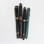 A Mont Blanc fountain pen and three others