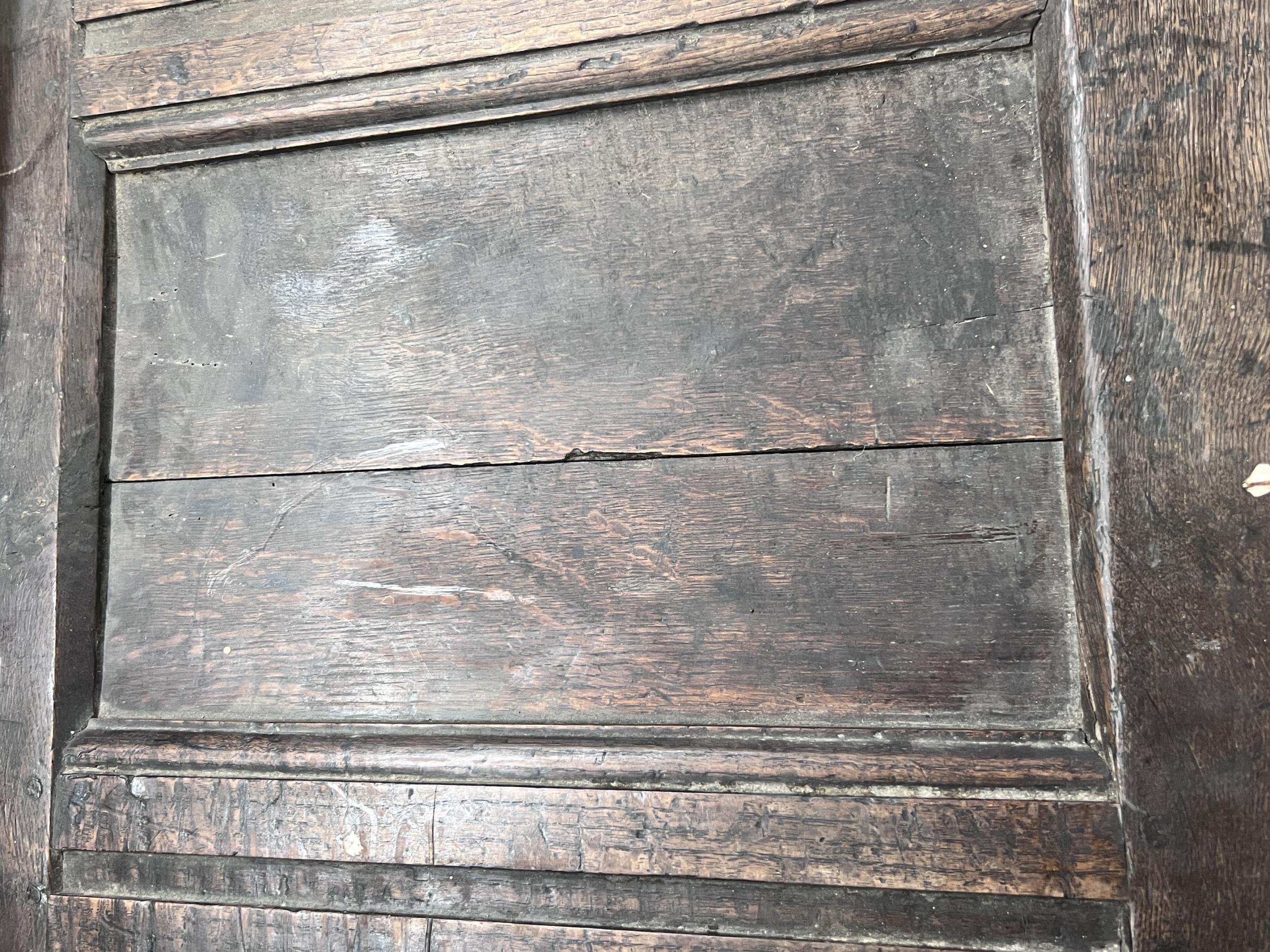 An 18th century carved oak coffer, length 142cm, depth 55cm, height 62cm - Image 2 of 4