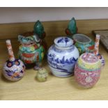 A collection of 20th century Chinese and Japanese ceramics including pair of Imari bottle neck