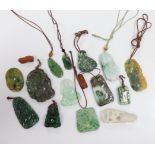 Sixteen Chinese jade or jadeite carvings